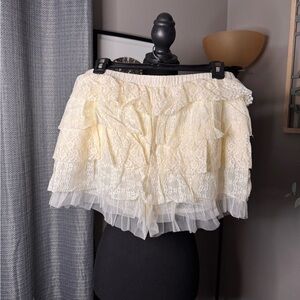 Promesa Cream Lace Ruffle Bloomers Shorts